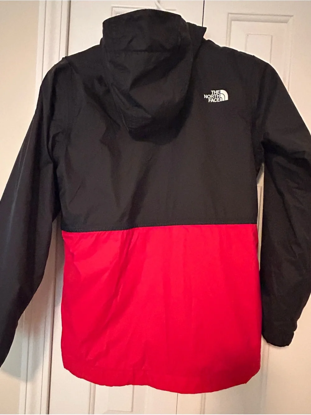 The North Face Black and Red Hooded Windbreaker Jacket